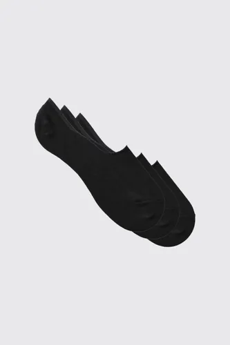 Men's 3 Pack Plain Invisible Socks - Black - One Size, Black