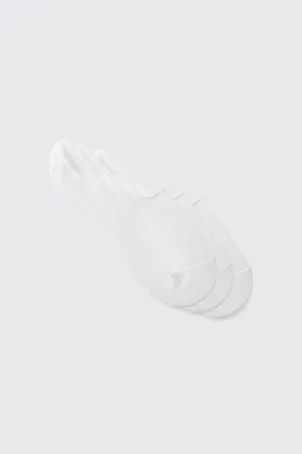 Men's 3 Pack Plain Invisible Socks - White - One Size, White
