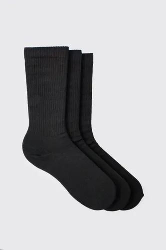 Men's 3 Pack Plain Sport Socks - Black - One Size, Black