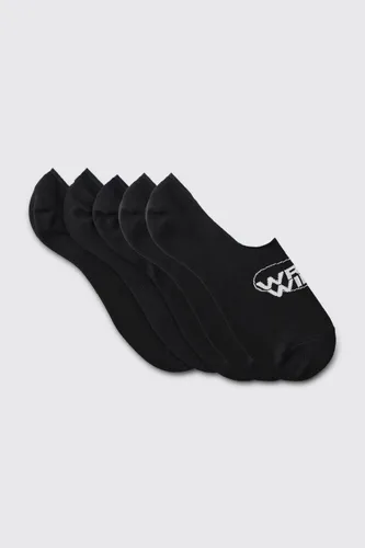 Men's 3 Pack Worldwide Logo Invisible Socks - Black - One Size, Black