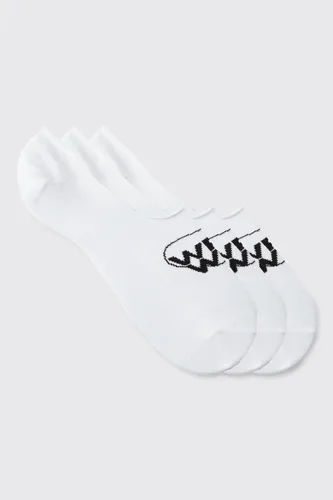 Men's 3 Pack Worldwide Logo Invisible Socks - White - One Size, White