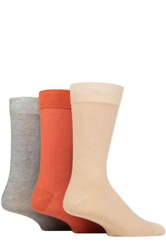 Mens 3 Pair Glenmuir Classic Bamboo Plain Socks Beige / Rust / Grey 7-11