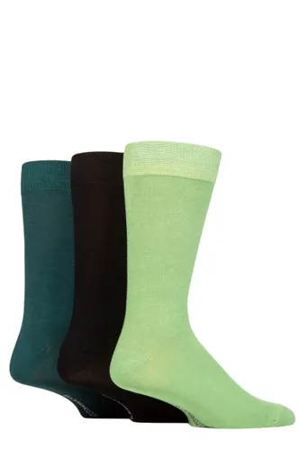 Mens 3 Pair Glenmuir Classic Bamboo Plain Socks Green / Black / Teal UK 7-11