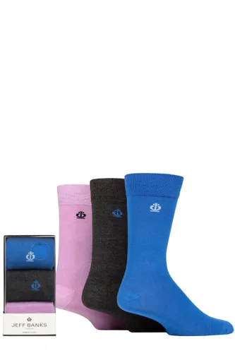 Mens 3 Pair Jeff Banks Gift Boxed Bamboo Socks Blue /Charcoal / Lilac 7-11