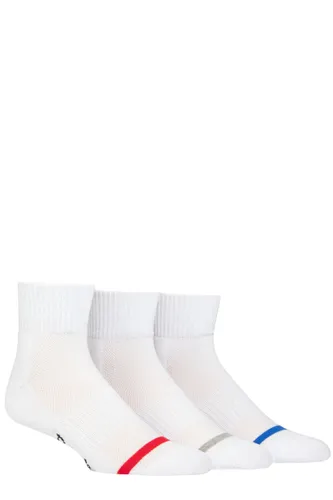 Mens 3 Pair Pringle Half Cushioned Cotton Quarter Sports Socks White 7-11  Mens