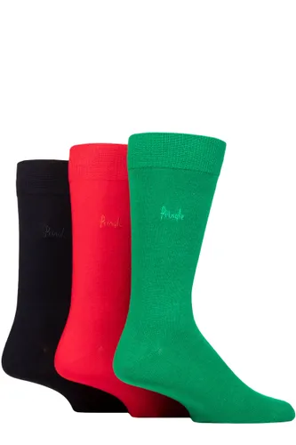 Mens 3 Pair Pringle Plain Rupert Bamboo Socks Green / Red / Navy 7-11