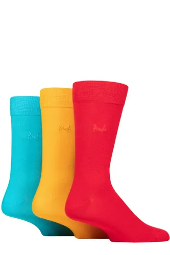 Mens 3 Pair Pringle Plain Rupert Bamboo Socks Red / Orange / Blue 7-11