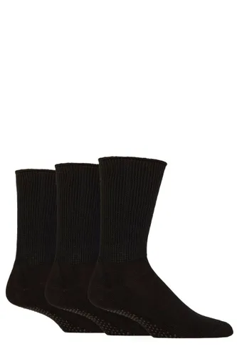 Mens 3 Pair SOCKSHOP IOMI FootNurse Diabetic Slipper Socks Black 6-8.5