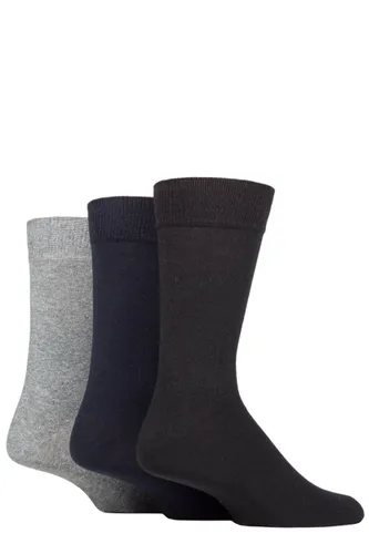 Mens 3 Pair SOCKSHOP TORE 100% Recycled Plain Cotton Socks Black / Navy / Grey 7-11 Mens