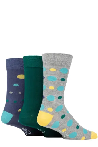 Mens 3 Pair SOCKSHOP Wildfeet Patterned Spots and Stripes Bamboo Socks Grey Multi Size Spots 7-11 Mens