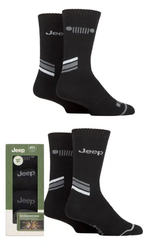 Mens 4 Pair Jeep Performance Poly Gift Boxed Boot Socks Black 6-11 Mens