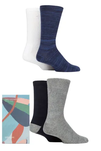 Mens 4 Pair Thought Gift Boxed Essential Variety Organic Cotton Socks Multi 7-11 Mens