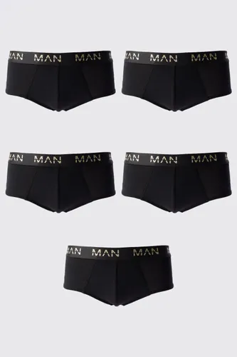 Men's 5 Pack Gold Man Dash Briefs In Black - S, Black