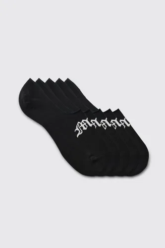 Men's 5 Pack Gothic Man Invisible Socks - Black - One Size, Black
