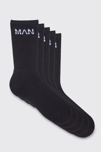 Men's 5 Pack Man Sport Socks - Black - One Size, Black