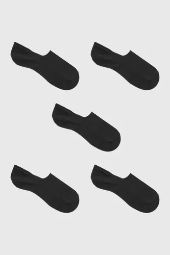 Men's 5 Pack Plain Invisible Socks - Black - One Size, Black