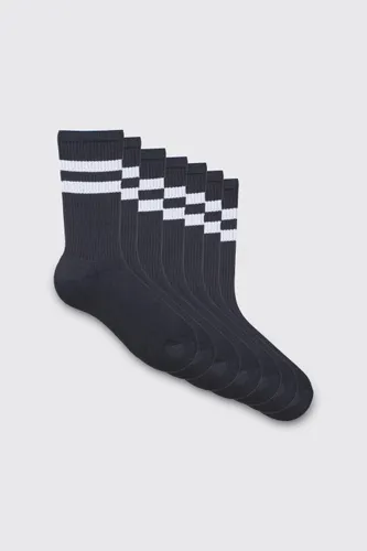 Men's 5 Pack Sport Stripe Socks - Black - One Size, Black