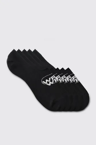 Men's 5 Pack Worldwide Logo Invisible Socks - Black - One Size, Black
