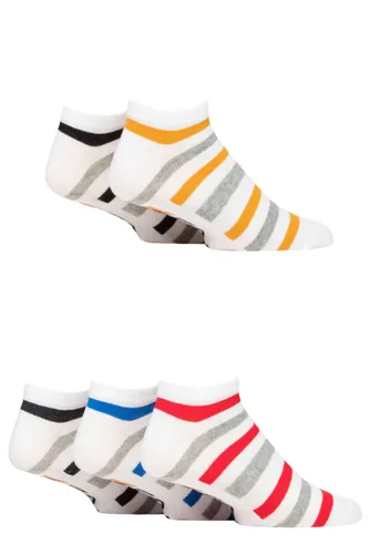 Mens 5 Pair Farah Arch Support Striped Cotton Trainer Socks White Stripe 6-11