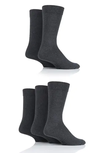 Mens 5 Pair Farah Classic Everyday Plain and Argyle Jacquard Cotton Socks Charcoals 6-11