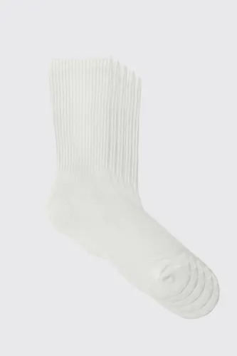 Men's 5 Plain Sports Socks - White - One Size, White