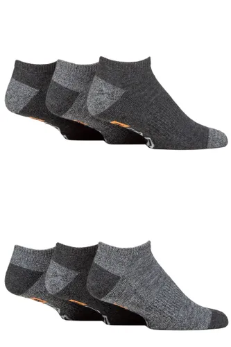 Mens 6 Pair Farah Plain, Patterned and Striped Trainer Socks Heel & Toe Black / Charcoal 6-11