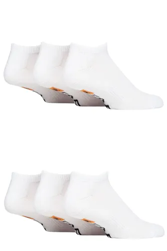 Mens 6 Pair Farah Plain, Patterned and Striped Trainer Socks Plain White 6-11