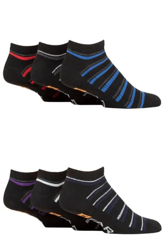 Mens 6 Pair Farah Plain, Patterned and Striped Trainer Socks Stripe Black 6-11