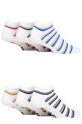 Mens 6 Pair Farah Plain, Patterned and Striped Trainer Socks Stripe White 6-11