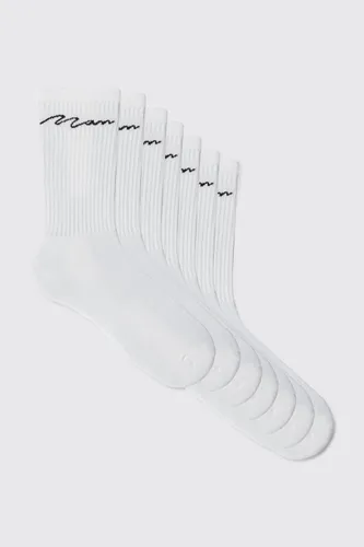 Men's 7 Pack Man Signature Sport Socks - White - One Size, White