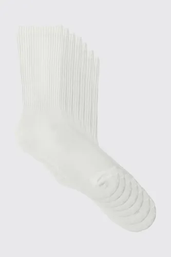 Men's 7 Pack Plain Sport Socks - White - One Size, White