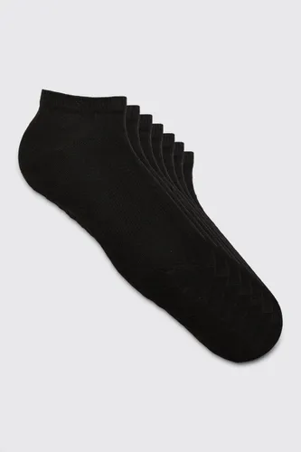 Men's 7 Pack Plain Trainer Socks - Black - One Size, Black