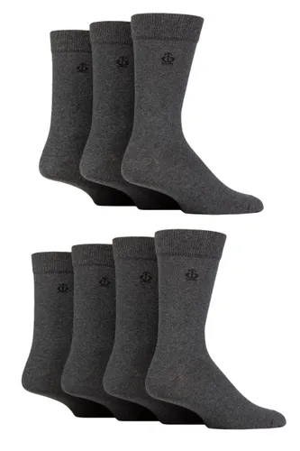 Mens 7 Pair Jeff Banks Plain Recycled Cotton Socks Charcoal UK 7-11