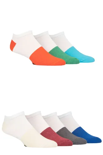 Mens 7 Pair Jeff Banks Recycled Cotton Patterned Trainer Socks White 7-11 Mens