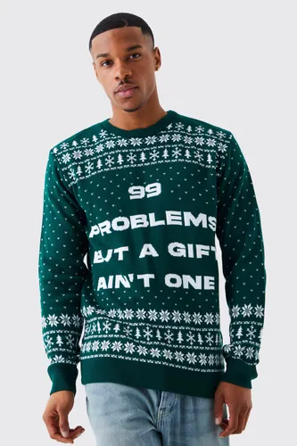 Men's 99 Problems Christmas Jumper - Green - S, Green