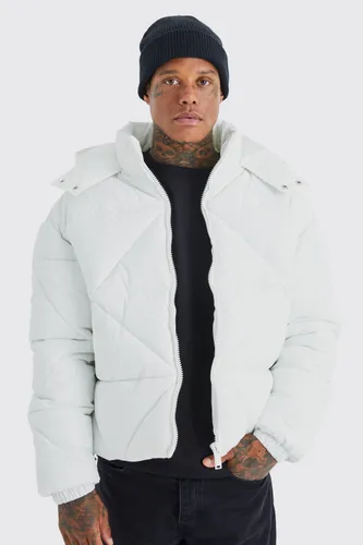 Men's Abstract Quilted Puffer - White - L, White