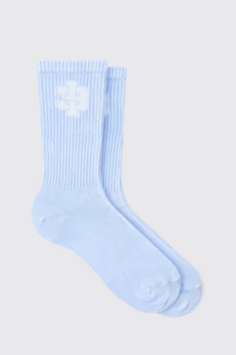 Mens Acid Wash 13 Jacquard Socks In Blue, Blue