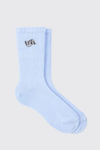 Men's Acid Wash Ofcl Embroidered Socks In Light Blue - One Size, Blue