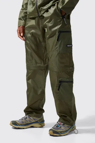 Men's Active Ripstop Zip Off Short Relaxed Trouser - Green - S, Green
