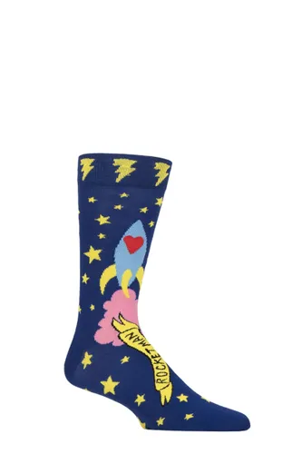 Mens and Ladies 1 Pair Happy Socks Elton John Rocket Man Socks Blue 4-7 Unisex