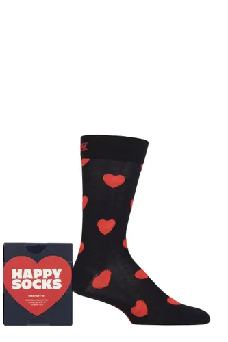 Mens and Ladies 1 Pair Happy Socks Heart Gift Boxed Socks Navy 4-7 Unisex