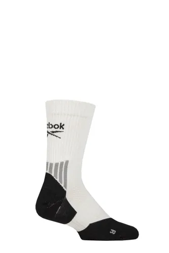 Mens and Ladies 1 Pair Reebok Technical Recycled Crew Technical Tennis Socks White / Black 2.5-3.5 UK