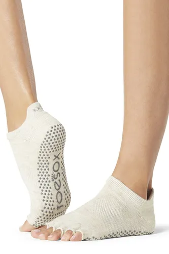 Mens and Ladies 1 Pair ToeSox Half Toe Organic Cotton Low Rise Yoga Socks Oatmeal M