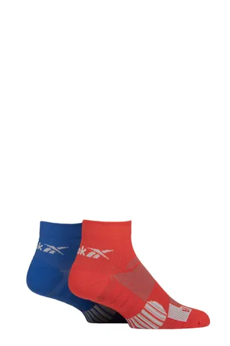 Mens and Ladies 2 Pair Reebok Technical Recycled Ankle Technical Cycling Socks Red / Blue 2.5-3.5 UK