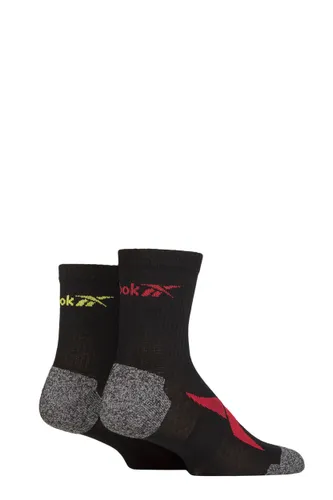 Mens and Ladies 2 Pair Reebok Technical Recycled Ankle Technical Running Socks Black 2.5-3.5 UK