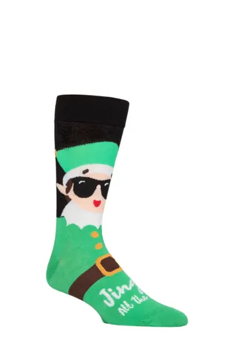 Mens and Ladies SOCKSHOP 1 Pair Lazy Panda Bamboo Fun & Novelty Socks Jingle All The Way Elf 4-8 Ladies