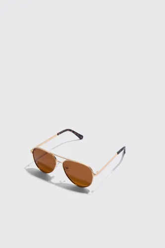 Men's Aviator Matte Sunglasses - Brown - One Size, Brown