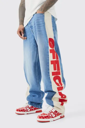 Men's Baggy Rigid Official Cut N Sew Jeans - Blue - 28R, Blue