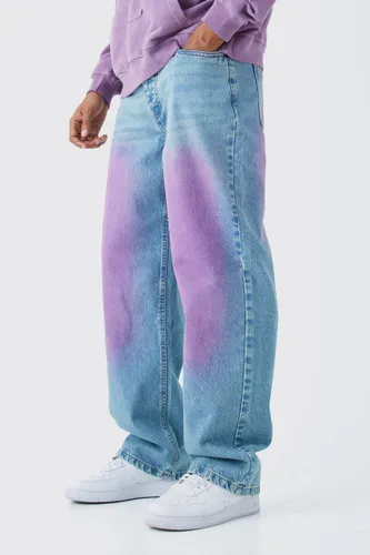 Mens Baggy Rigid Pink Tint Jeans In Antique Blue, Blue
