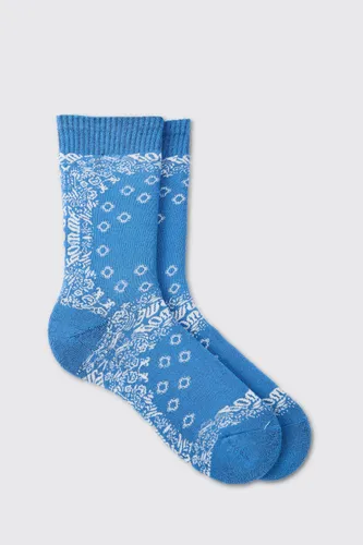 Men's Bandana Print Socks - Blue - One Size, Blue